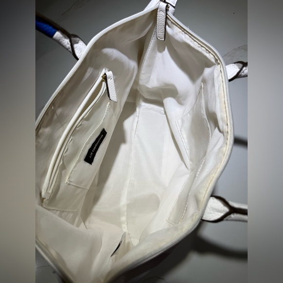 LIZ CLAIBORNE Large Tote, Crossbody or Shoulder white, rainbow colored handles - Picture 12 of 12